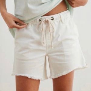 Aerie white denim drawstring shorts